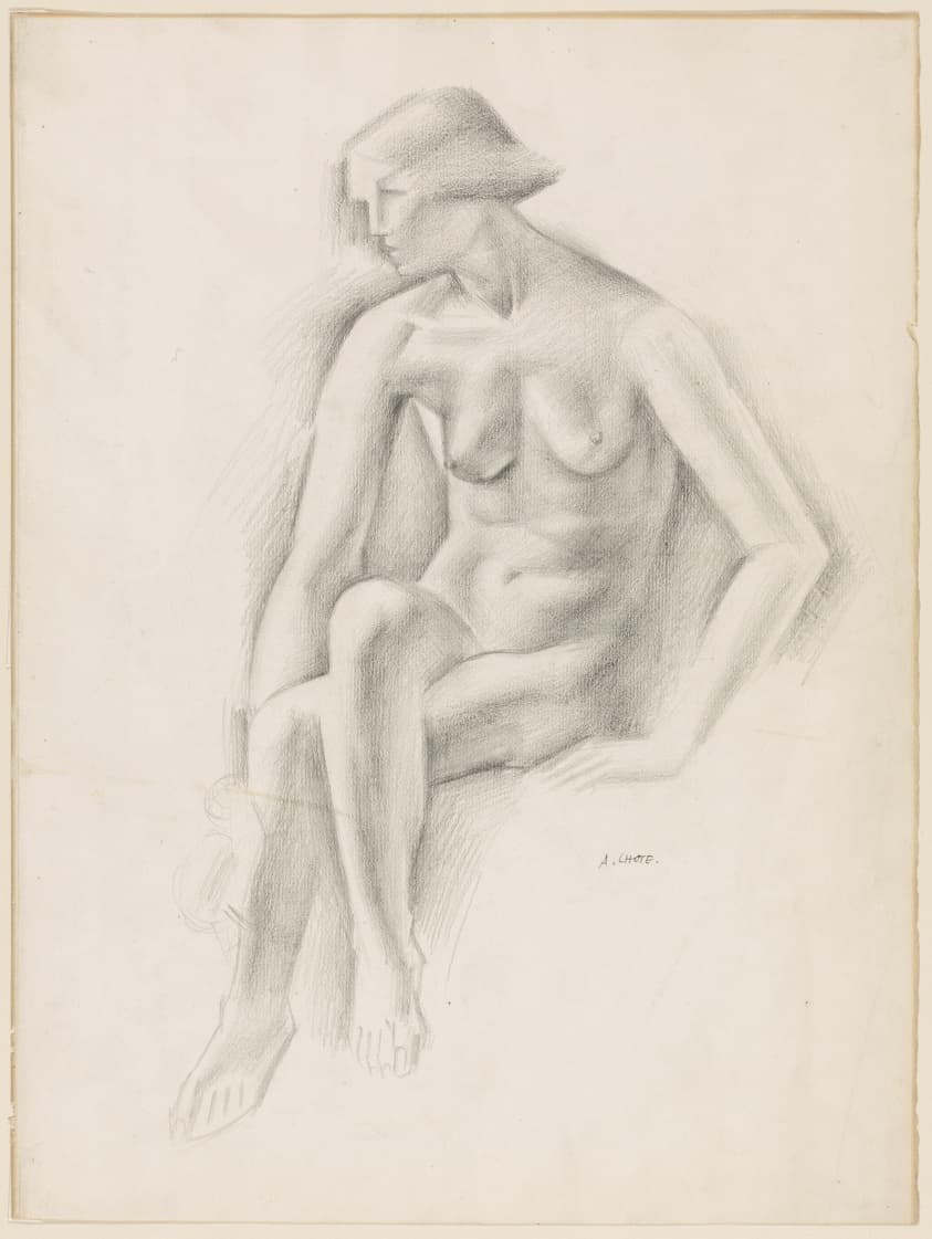 A work made of graphite on ivory laid paper.